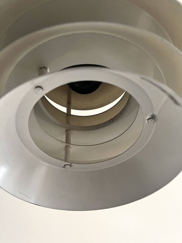 Lampe suspension Laiton & Aluminium Laqué Blanc par Carl Thore, design 1970
