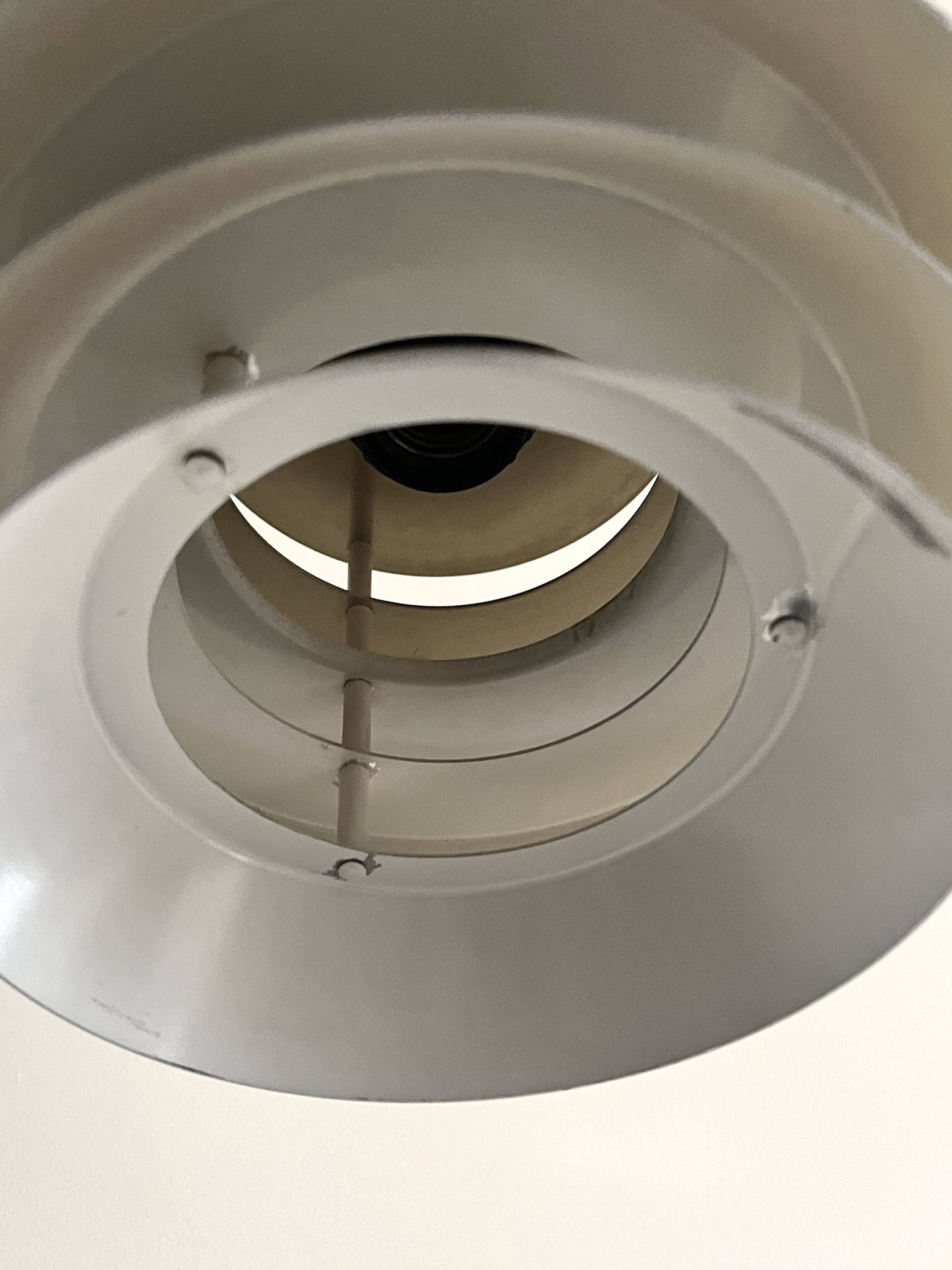Brass & Lacquered White Aluminium Pendant Lamp by Carl Thore, design 1970
