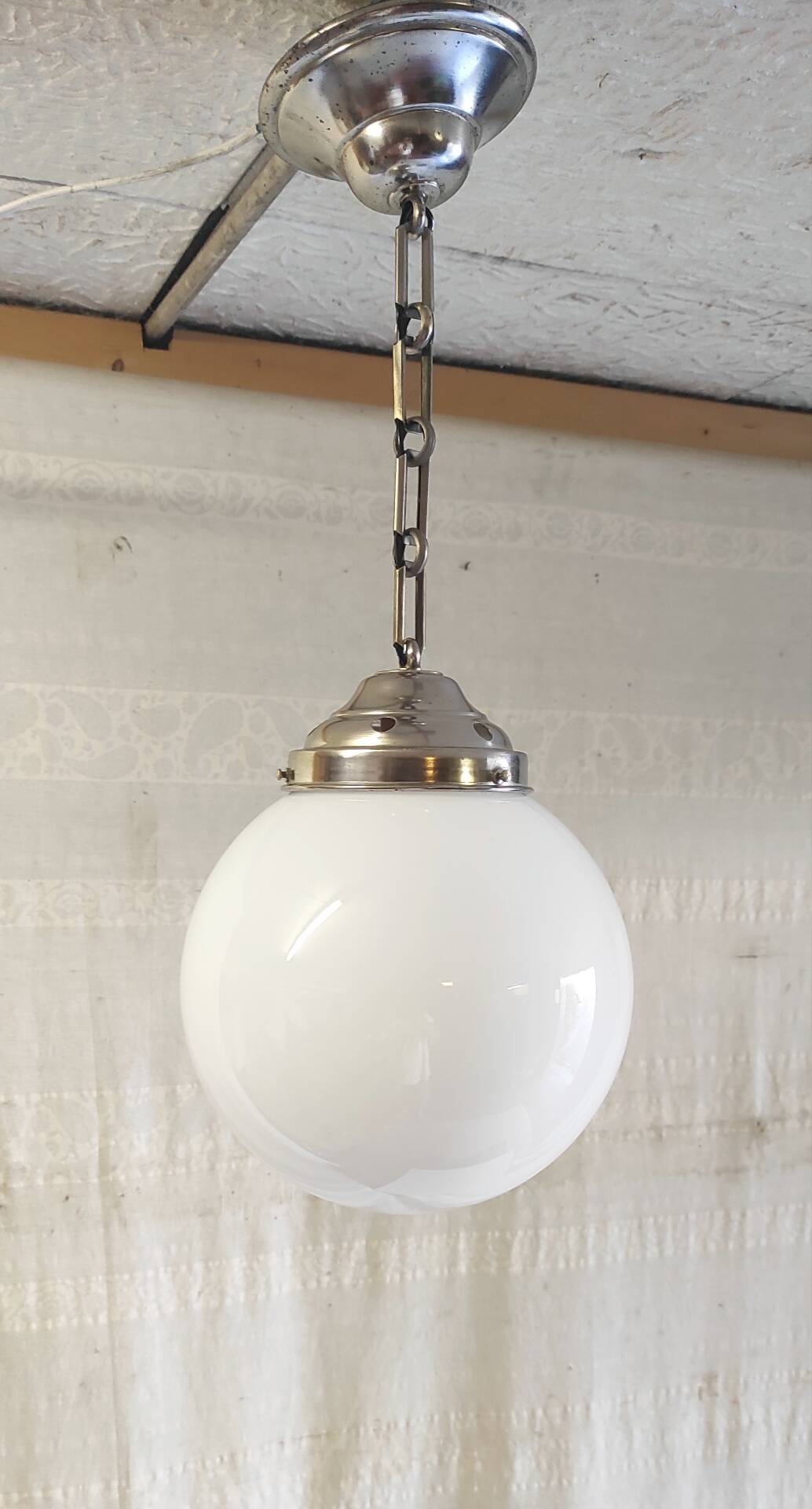 Bauhaus opaline globe pendant light diameter 20 cm - 1930s
