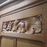 Former Parisian cabinet high in oak with pediment - 50s