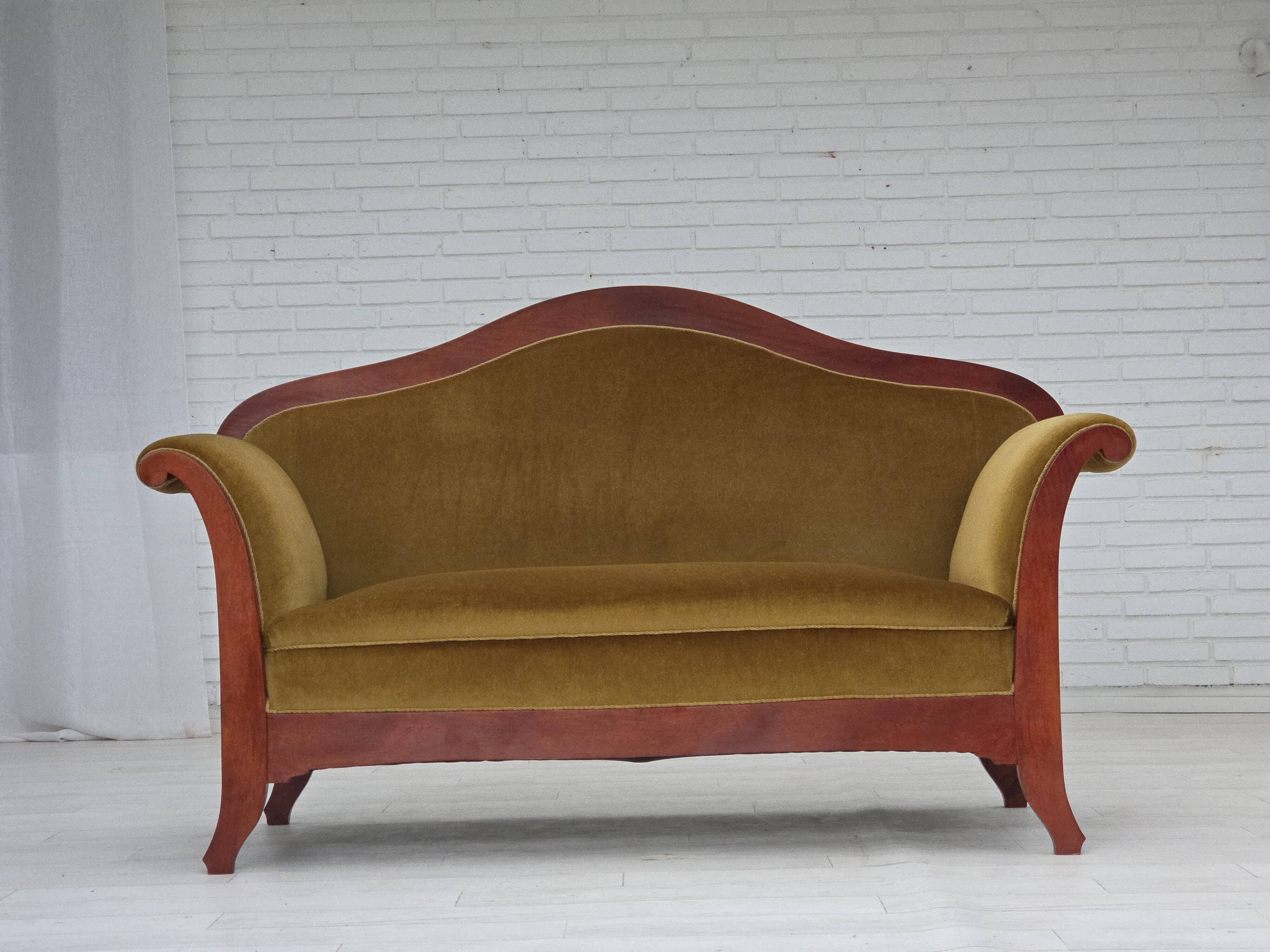 1950s, Danish 2-seater sofa in Biedermeier style, furniture velour.