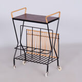 Original midcentury side table, metal, rattan, scandinavia, 1960s