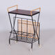 Original midcentury side table, metal, rattan, scandinavia, 1960s