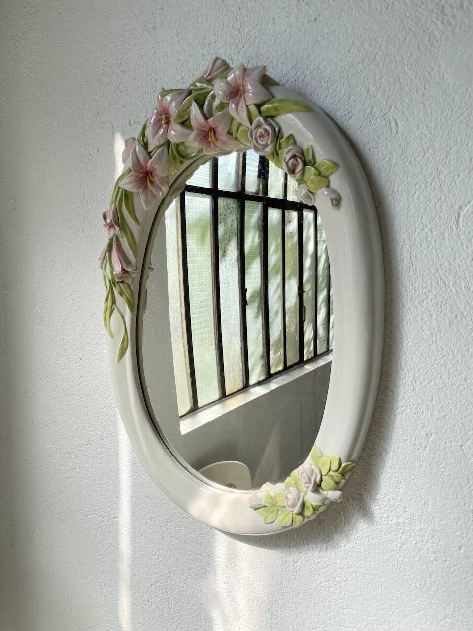 Italian style ceramic flower mirror