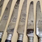 Set de 12 couteaux à dessert argent ébène acier fin XIXeme