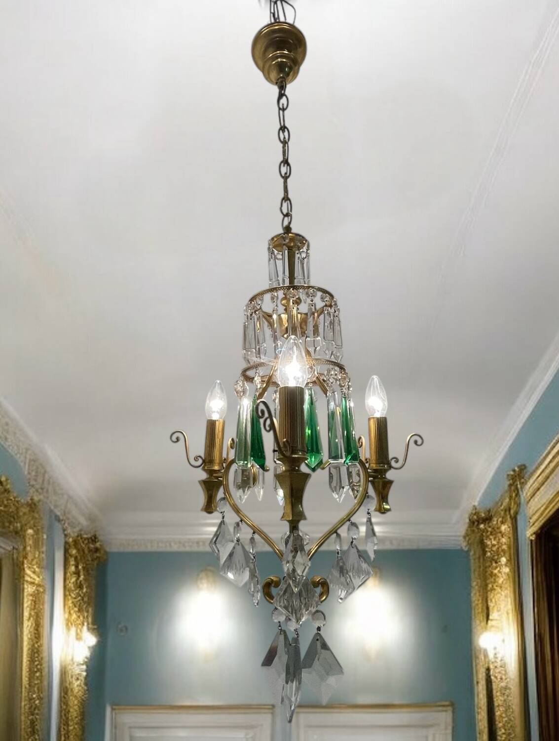 Brass  Crystal Chandelier 1960’s