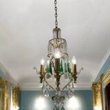 Lustre en cristal et laiton des années 1960
