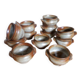 Soup bowls and cups in Puisaye stoneware by Jean-Pierre Prud'homme