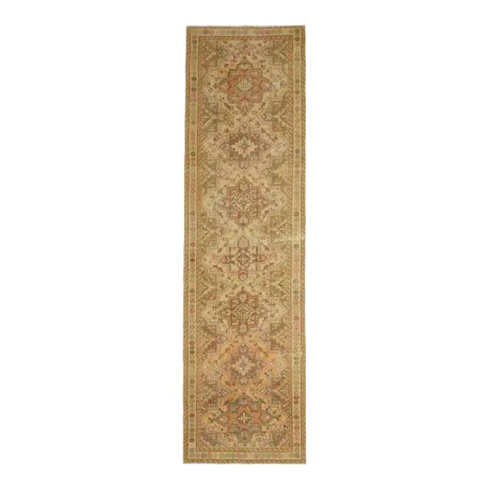 Vintage Turkish Hand-Knotted Wool Cotton Orange Runner Rug 101x380