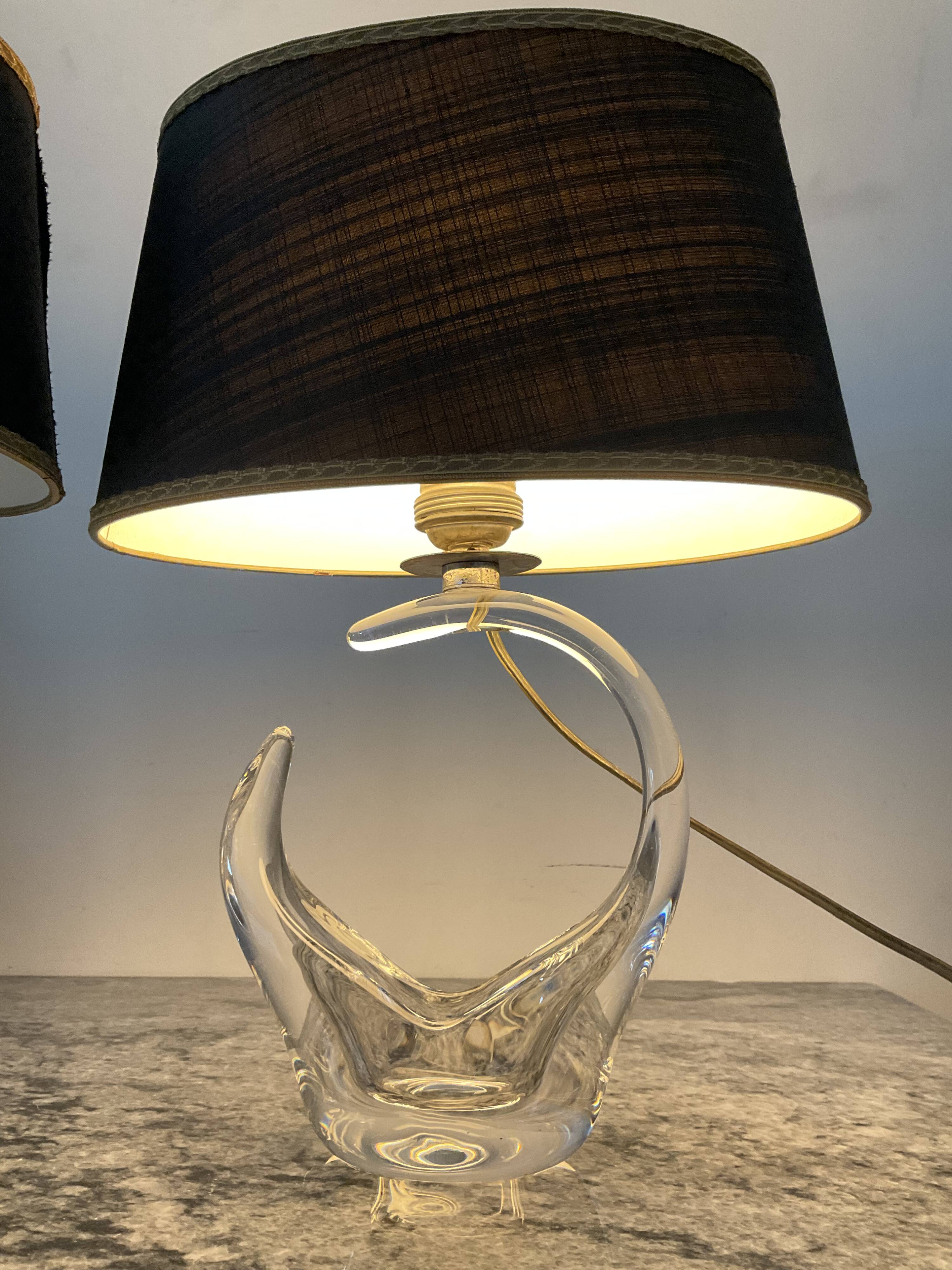 Pair of Saint Louis crystal lamps from the 1950s-60s.