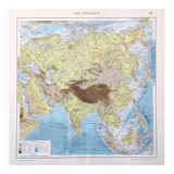 Vintage map Asia China Japan USSR India 43x43cm from 1950