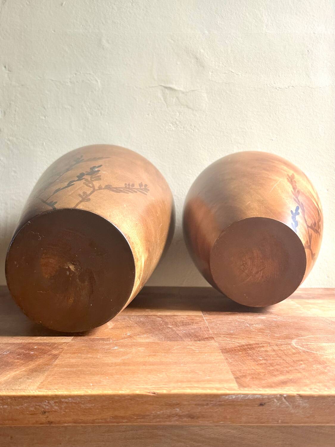 Pair of wooden vases