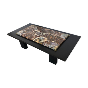 Coffee table with petrified wood top