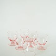 Set of 6 small wine glasses, Pink, Art Deco, 1930