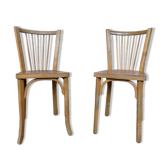 Paire de chaises Baumann bistrot troquet en bois style scandinave bohème - 1950 - vintage