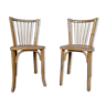 Pair of chairs Baumann bistro troquet wooden bohemian Scandinavian style - 1950 - vintage