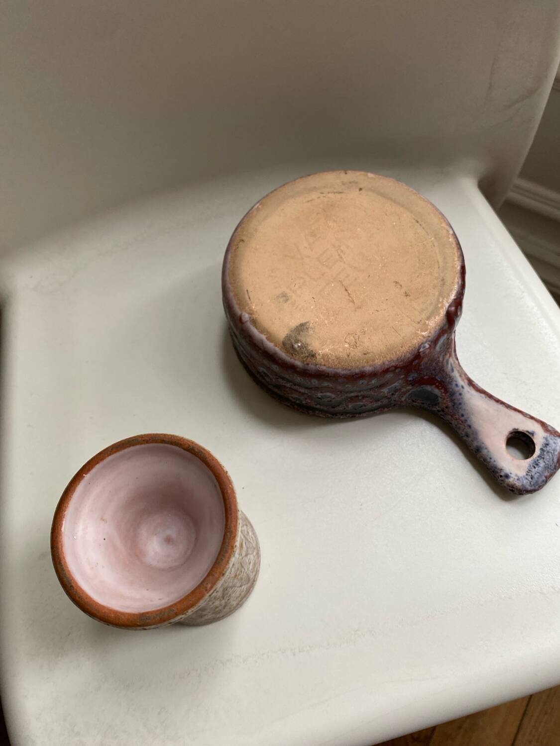 Egg cup and fondue pot