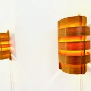 Wall sconces in pine veneer by Hans-Agne Jakobsson for Ab Ellysett, Sweden, 1960s.
