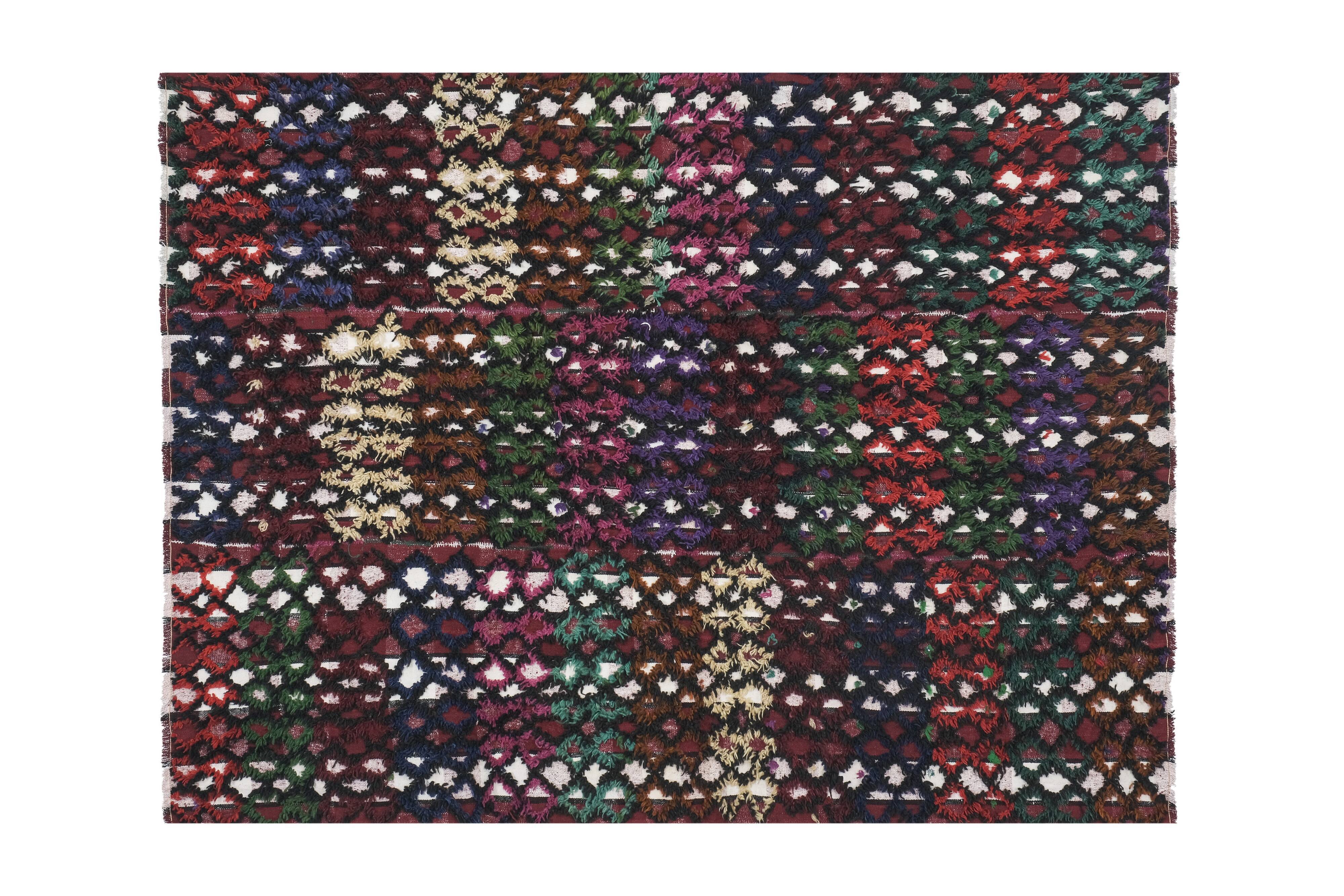 Vintage Anatolian Oushak Kars Handwoven Distressed Ushak Area Rug 5'3'' x 7'1''