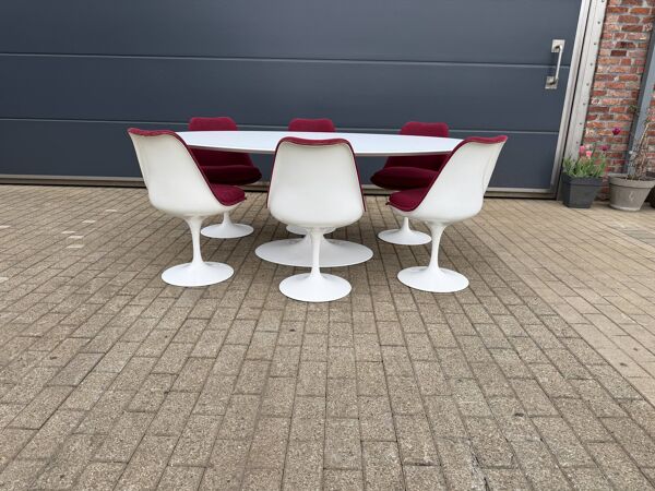 Table Tulip Knoll originale ovale 198cm stratifié blanc, NEUF dans la boîte