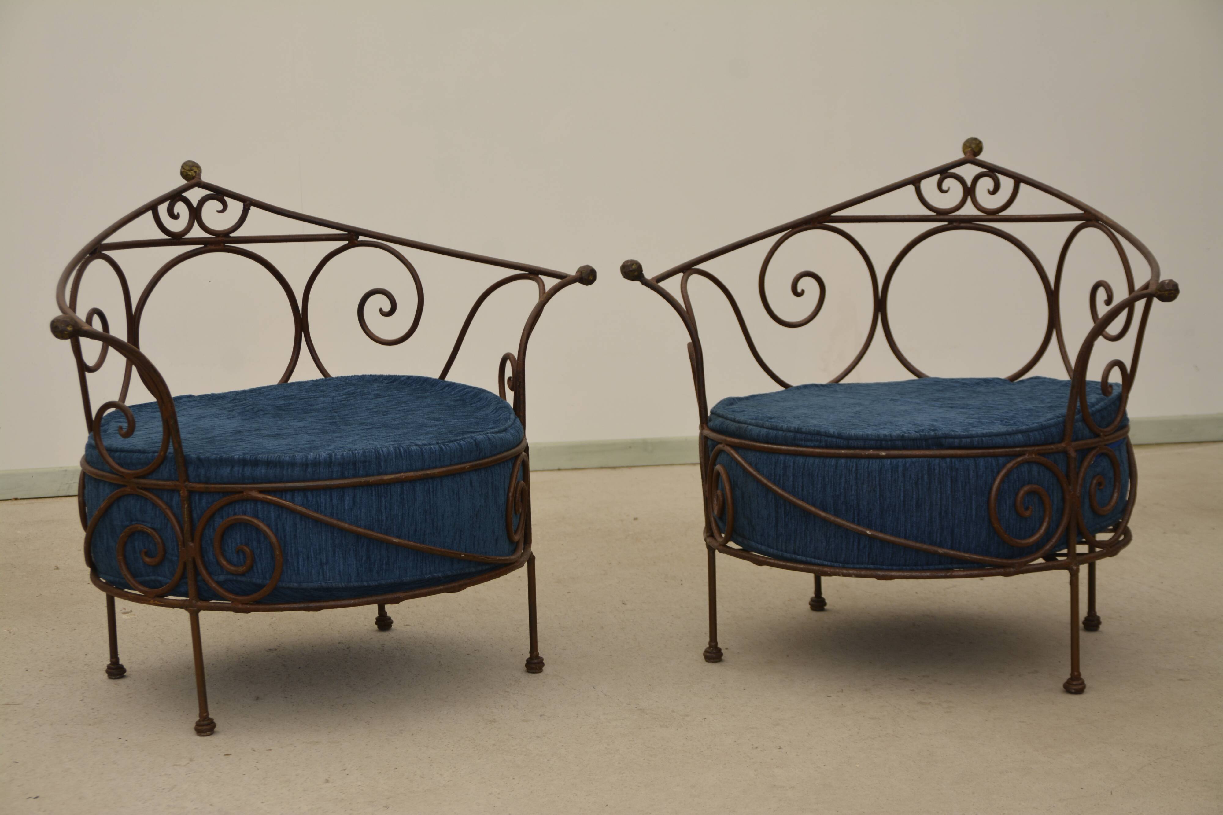 Wrought iron armchairs