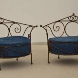 Wrought iron armchairs