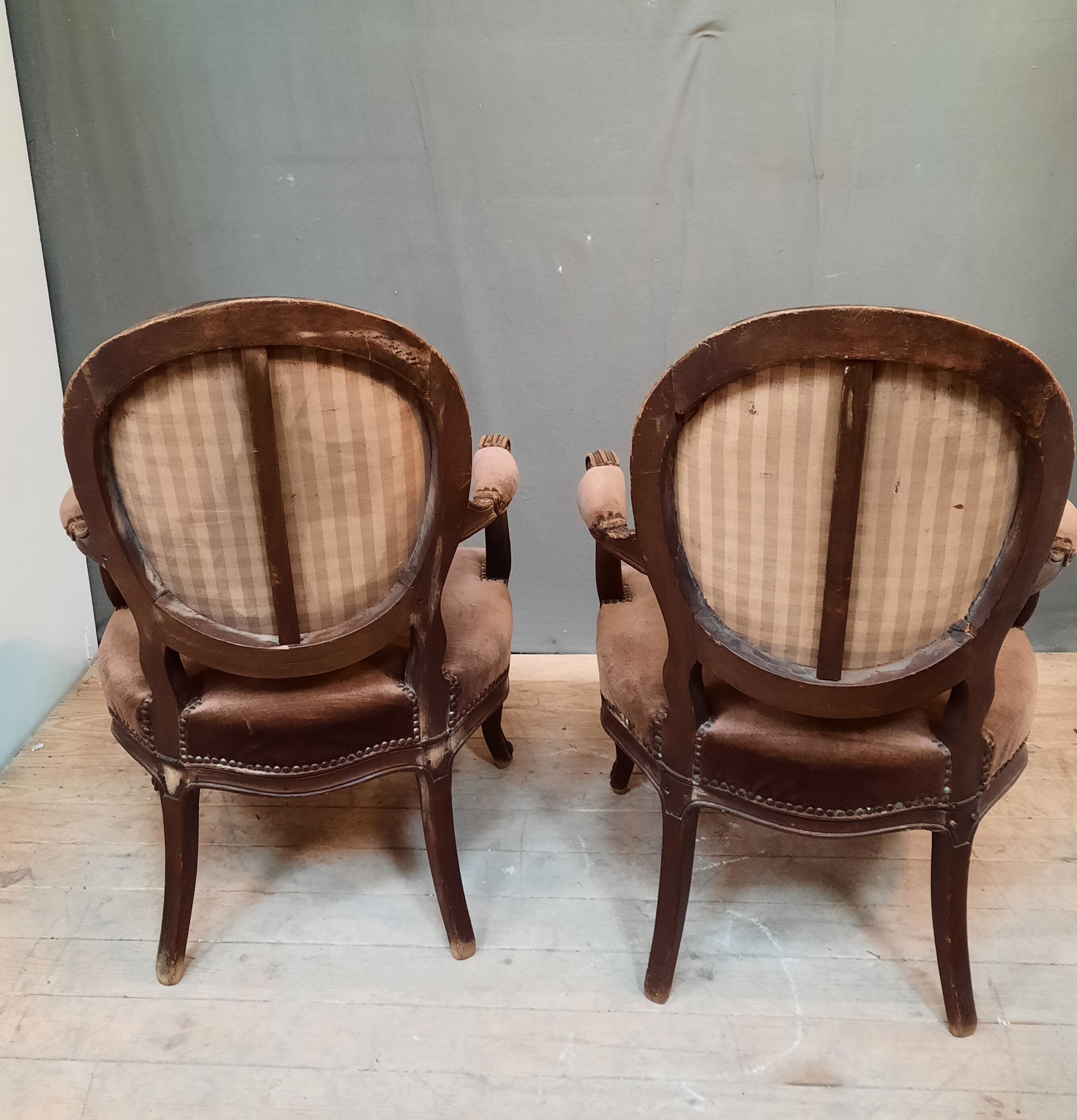Pair of transition armchairs from the Louis XV Louis XVI eras
