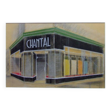 Boutique Chantal - large original architectural drawing -1950- r. cochard, paris