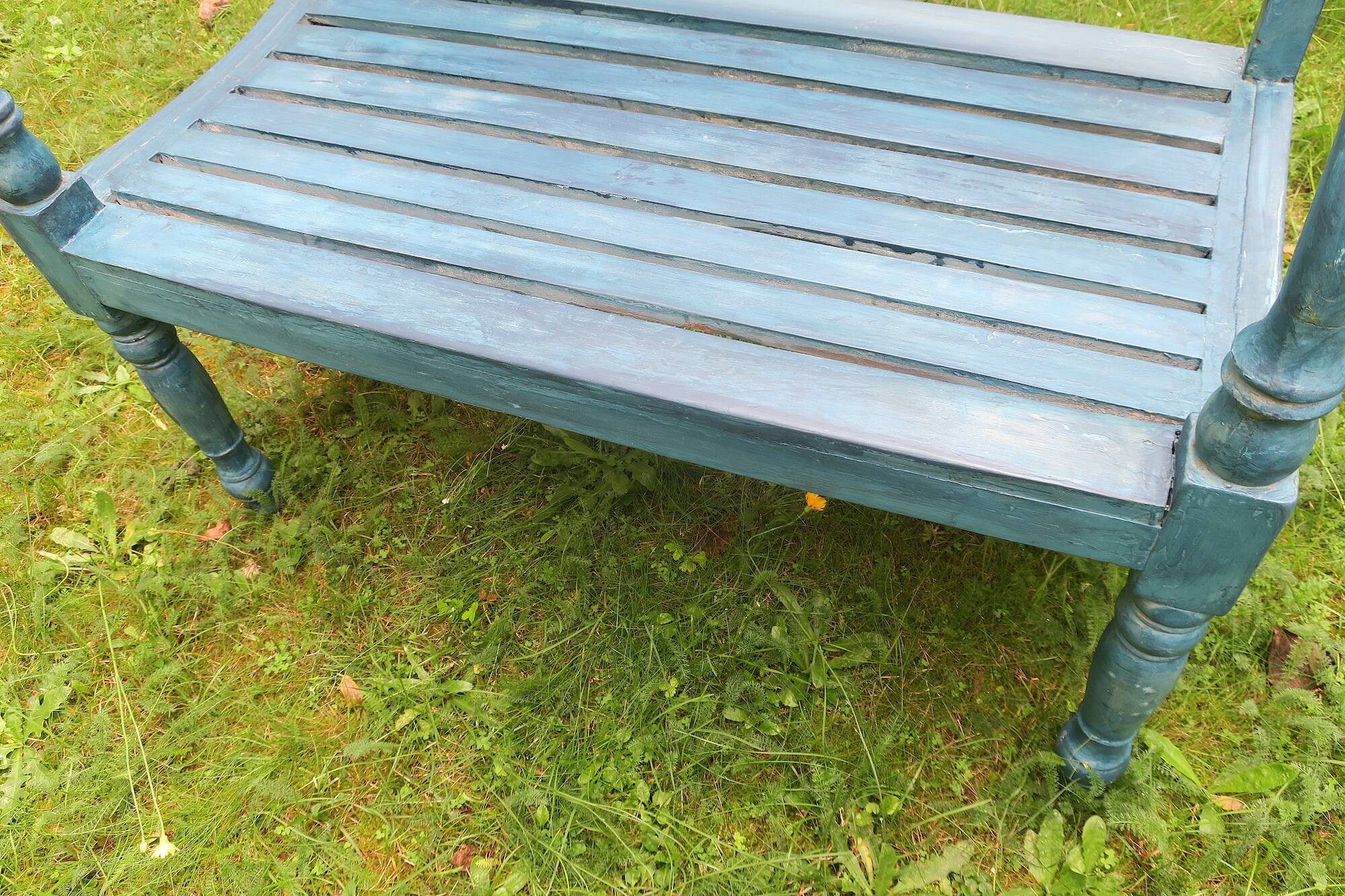 Mid century distressed painted garden bench