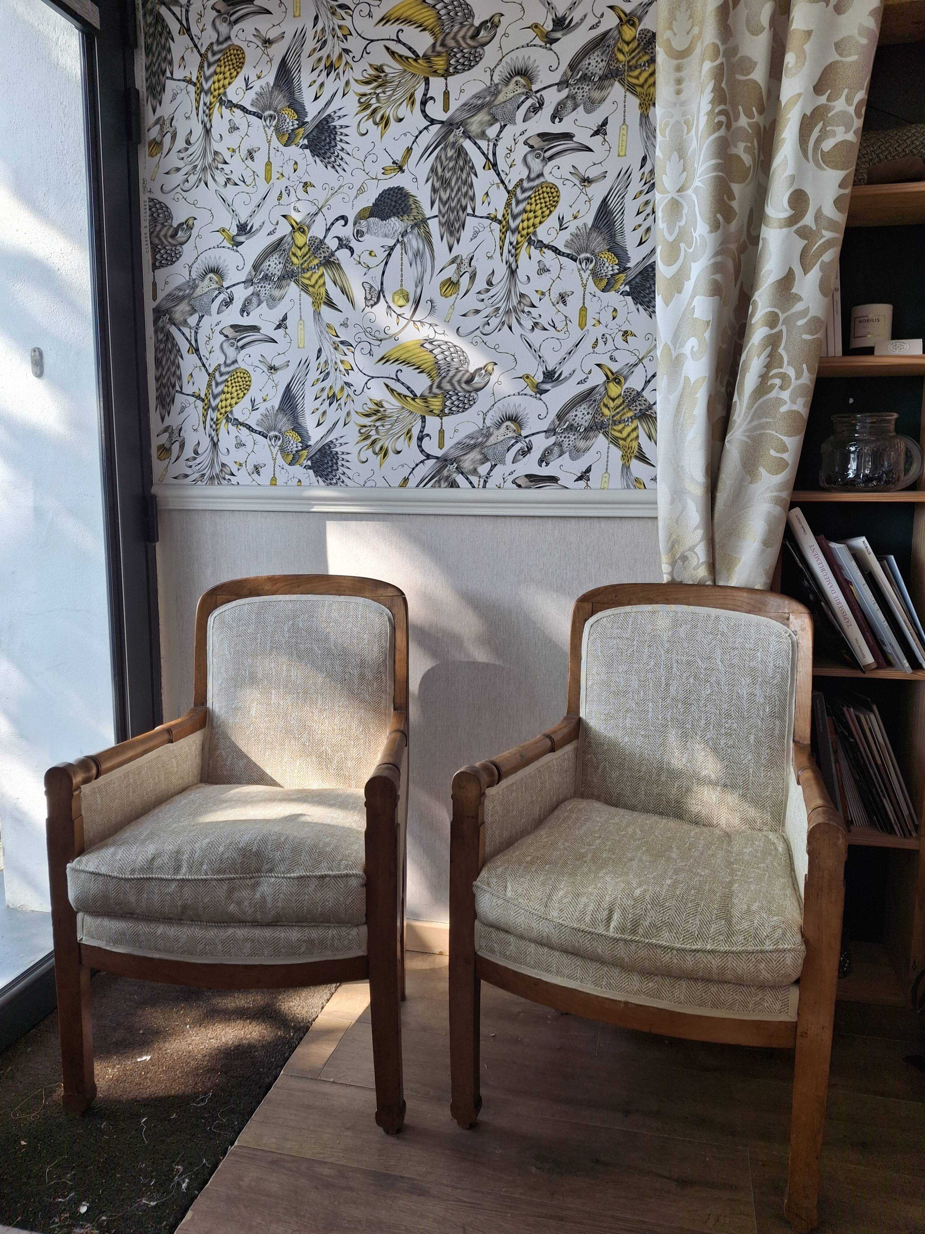 Pair of Bergère-style armchairs