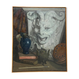 Painting, still life with the head of a satyr