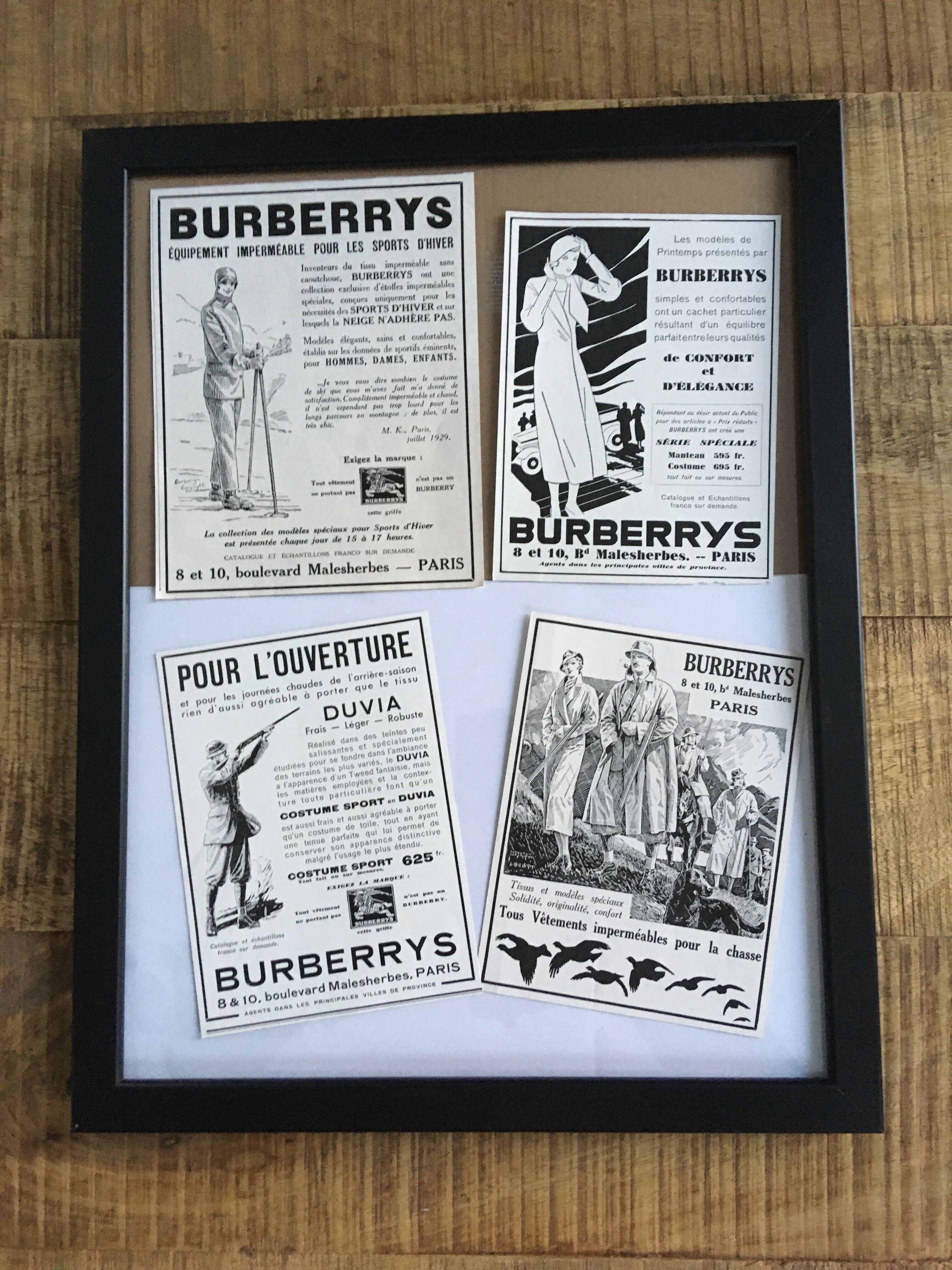 Lot of 4 Burberry advertisements, 30s