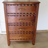 Vintage - Commode 4 tiroirs – Style Art déco - bois massif