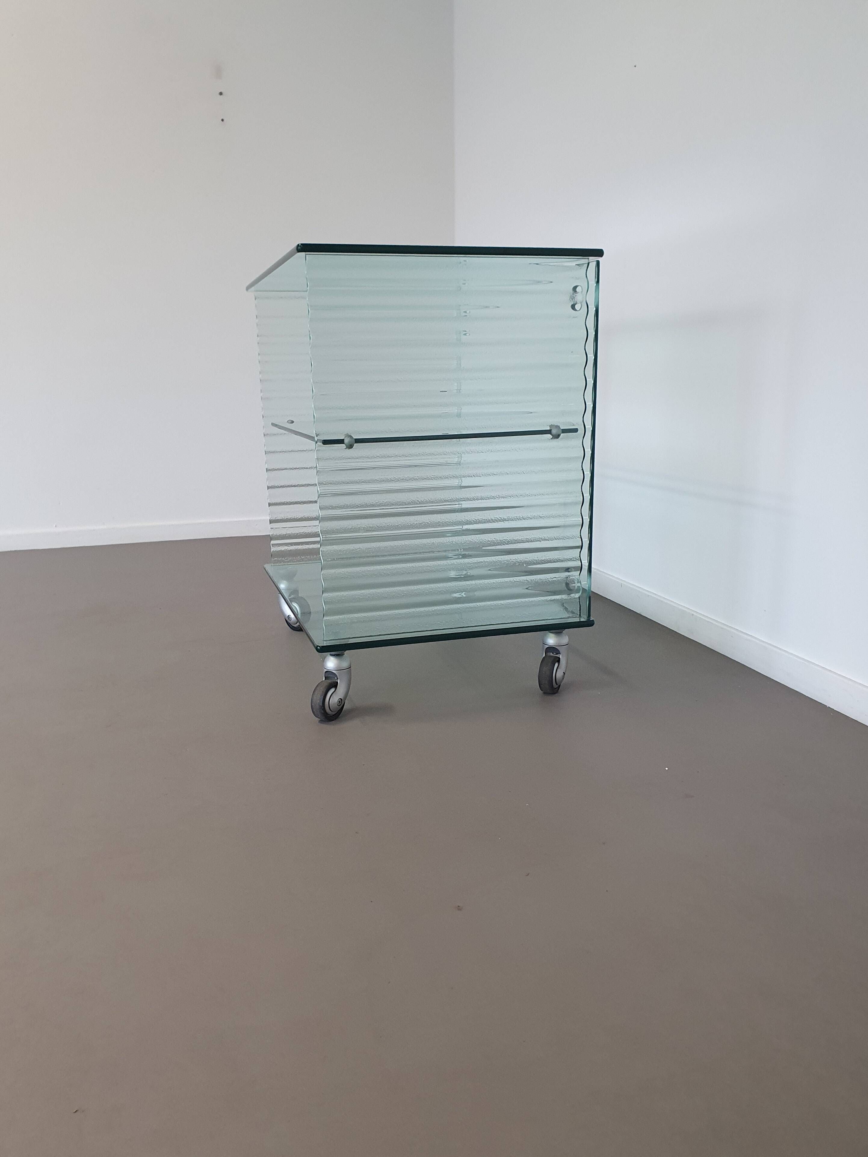 Onda Series Glass Media Cabinet by Ron Arad for Fiam, Italy, 1980
