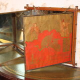 Bamboo triptych mirror, barber circa 1900
