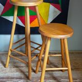 Vintage solid blond wood bar stool