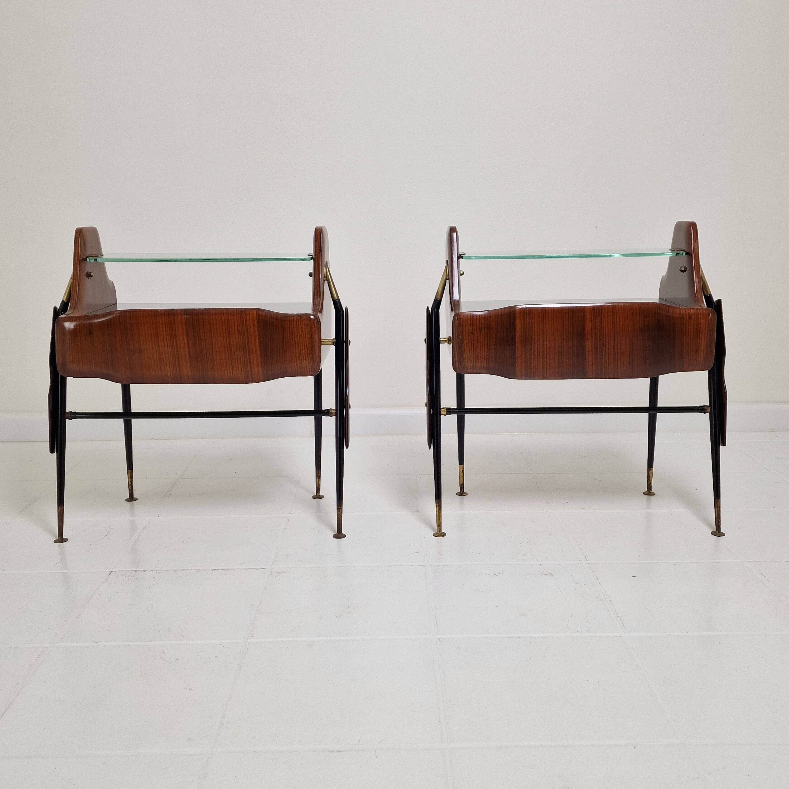 Ico Parisi Style Bedside Tables or Nightstands, Italy 1950's