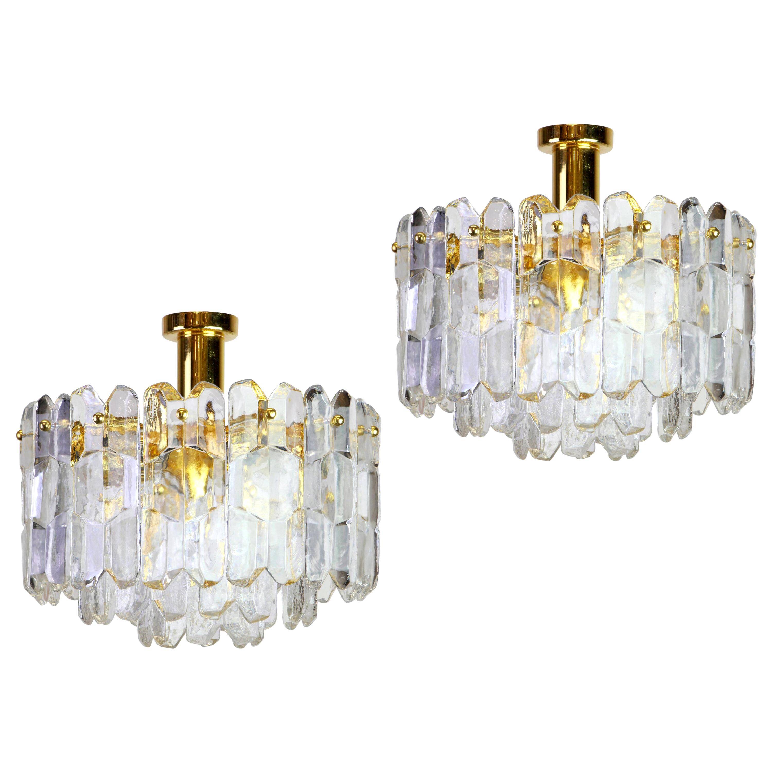 Brass lamp with Murano glass, Palazzo, Kalmar, Austria, 1970s.