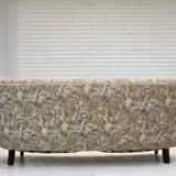 1970s, Danish 3 seater curved sofa, original multicolor furniture fabric.