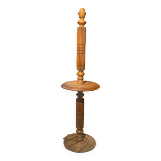 carved wooden floor lamp