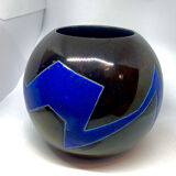 Vase boule français céramique - J. Suzor motif géométrique - Ruban