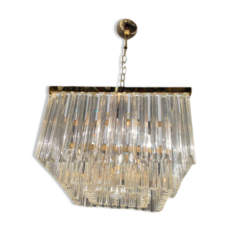 Italian Murano Glass Prism Triedri Chandelier Lamp