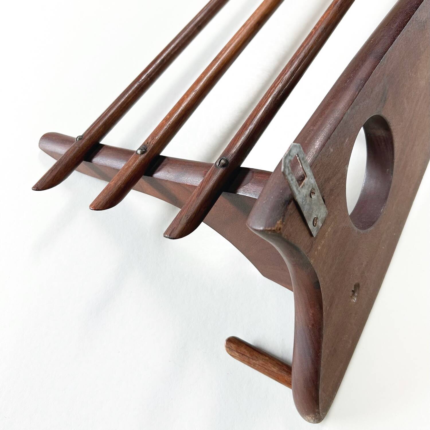 Vintage Wall Coat Rack of Solid Teak , 1960s | Two-tone Wood