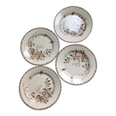 4 Flat plates in opaque porcelain from Gien "Virgin vine"