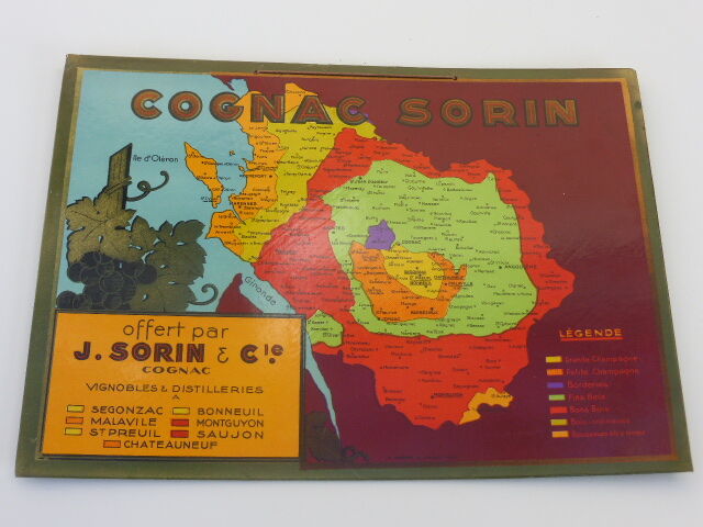 Poster, cardboard advertising plate for the vintage SORIN COGNAC 1960