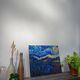 Starry night landscape painting oil on canvas