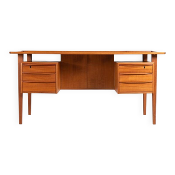 Peter Lovig free standing writing desk in teak Denmark 1960