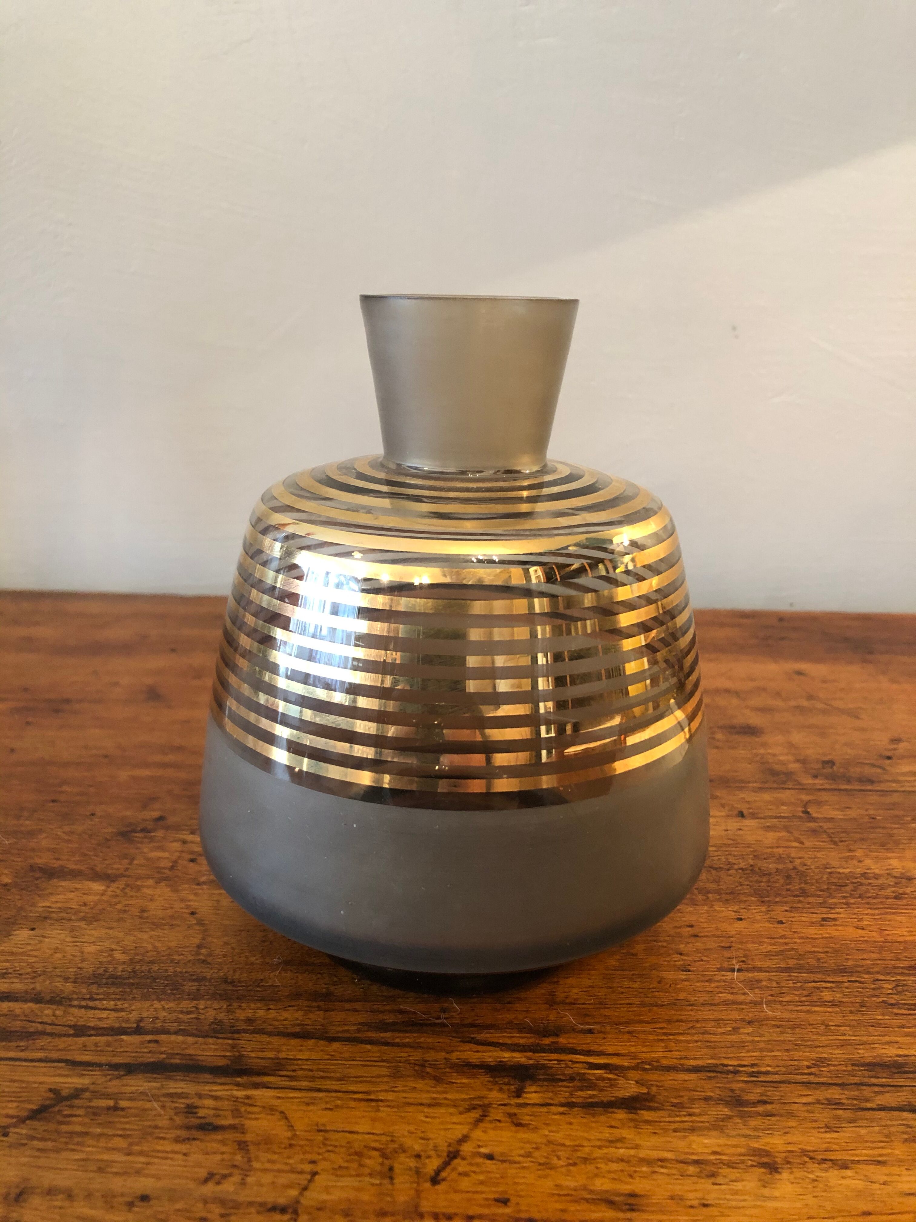 70's smoked glass vase