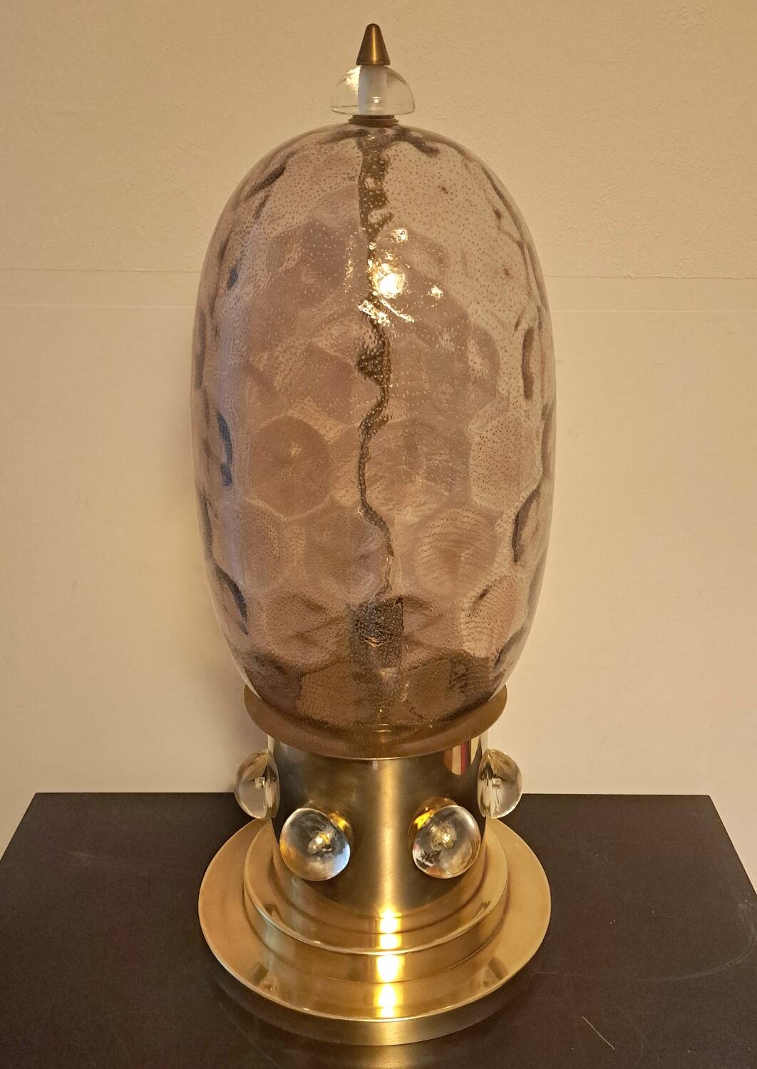 Murano lamp in glass and gilded brass