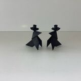 2 bougeoirs brutalistes formant des oiseaux, Danemark 1970